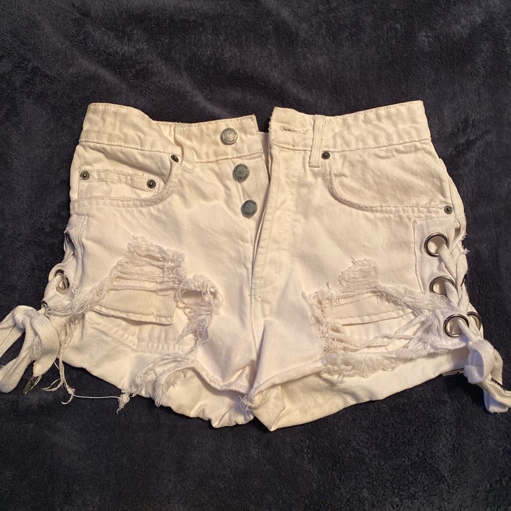 LF CARMAR White denim shorts